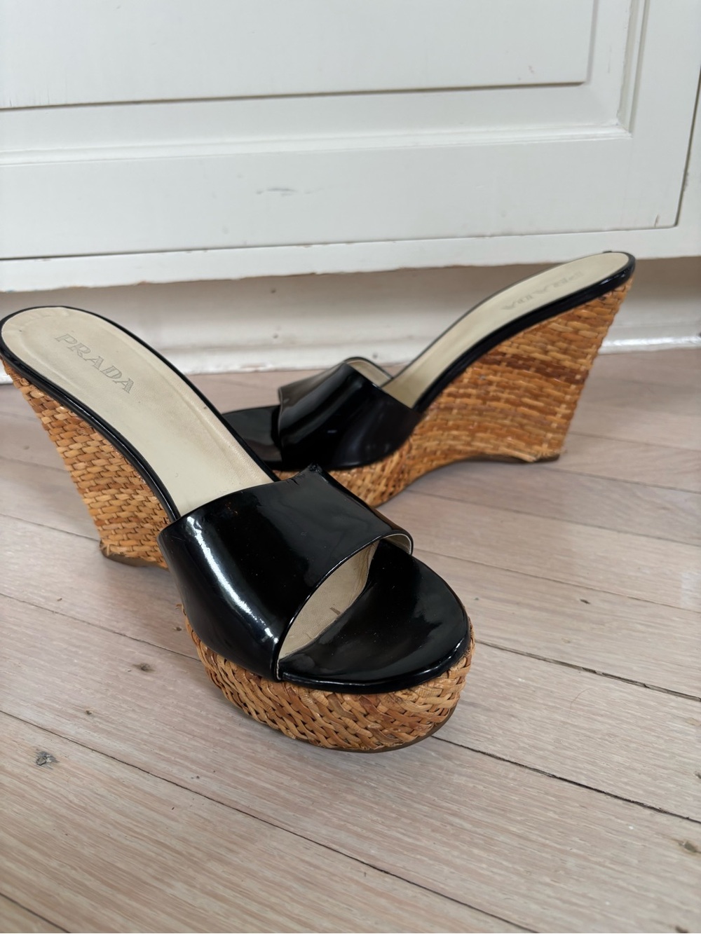 Prada Black Patent Leather Slide Mules - Picture 6 of 15